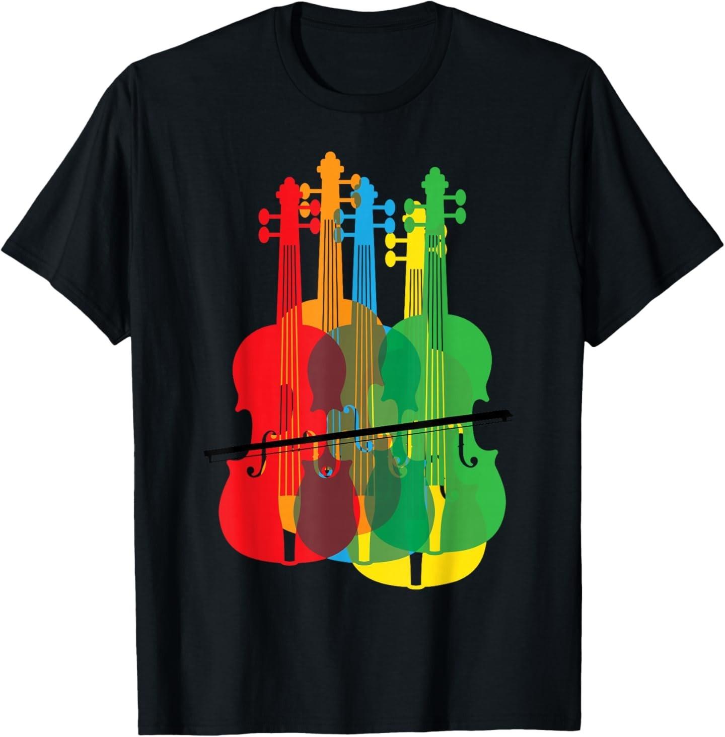 

Multicolored Violins Birthday Gift For Musicians T-Shirt Mens Womens Tees Top 4XL
