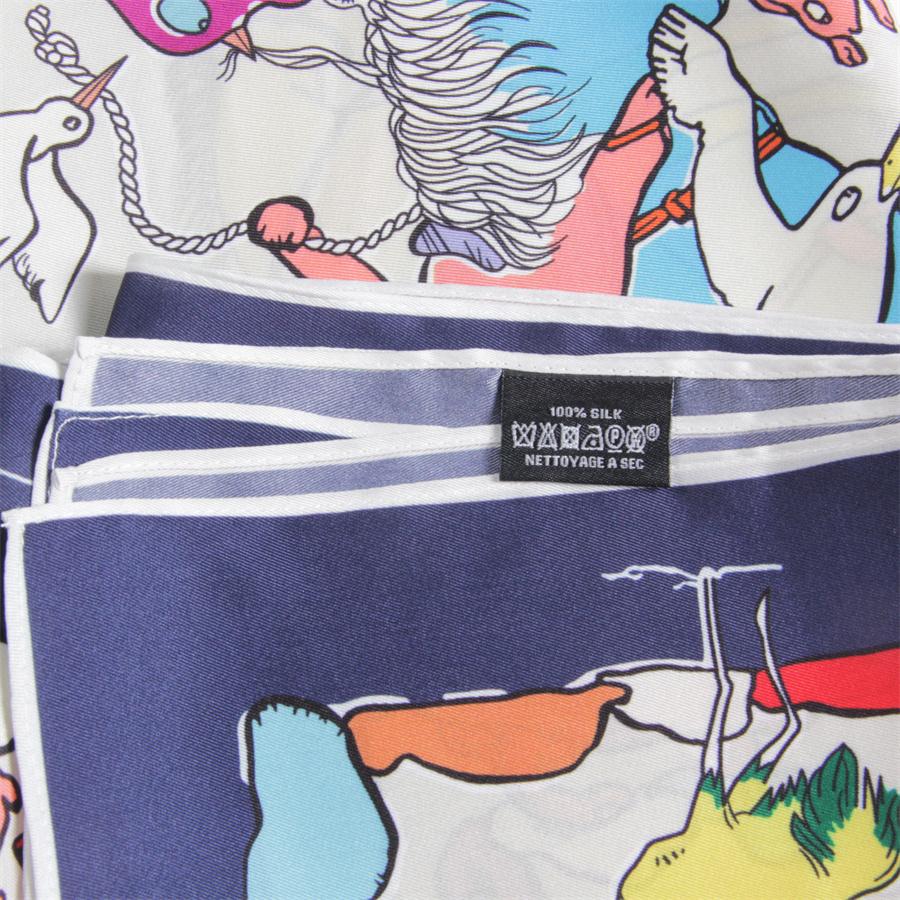 90Cm Rabbits Printed Twill Silk Scarf Shawl  Square Scarves Wraps Women Hijabs Luxury Bandana Foulards Head Neckerchief
