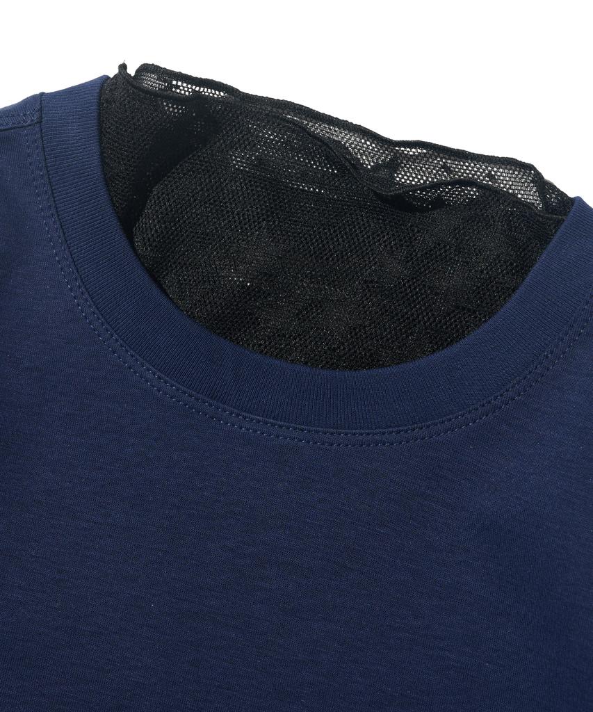 CARGOBROS FOR WOMAN Star See-Through Long Sleeve Layered Short Sleeve Tee Set (Black/Navy)