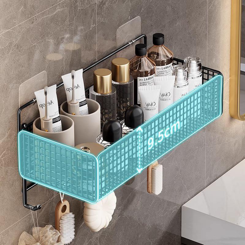 Depolama ve Organizasyon İçin Karbon Çelik Malzemeli Modern Minimalist Banyo Duvar Rafı