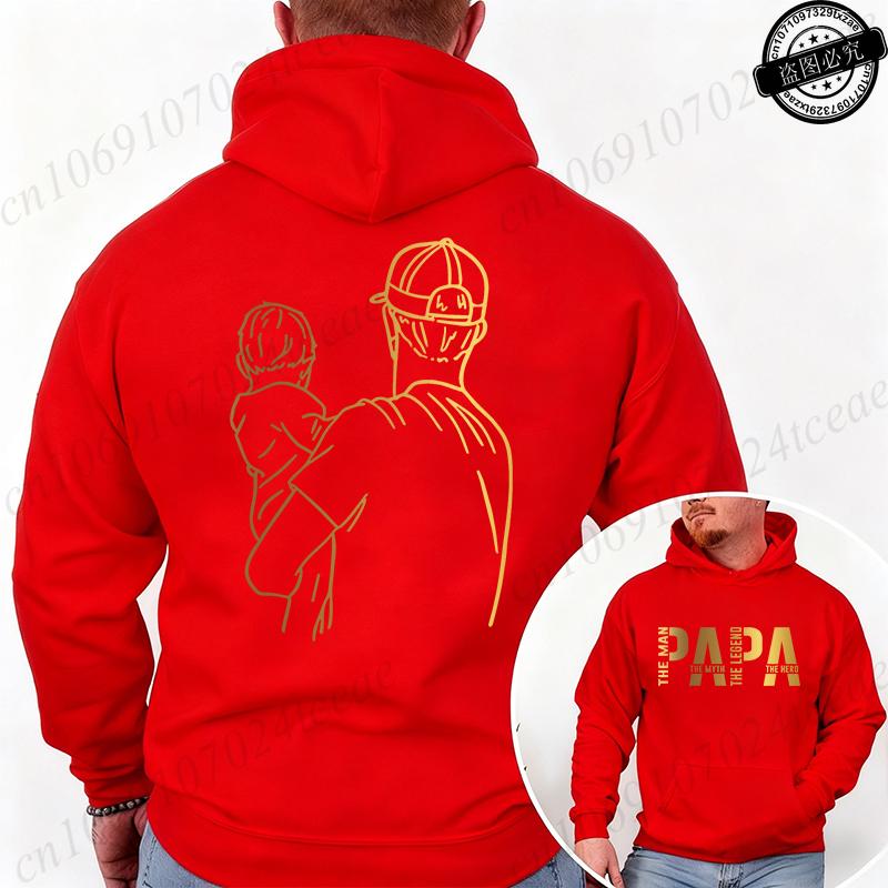 Papa Graphic Hoodies for Men Clothing Vintage Sweatshirts Casual Hooded Clothes Dad Daddy Sweatshirts Pullovers Sportwear