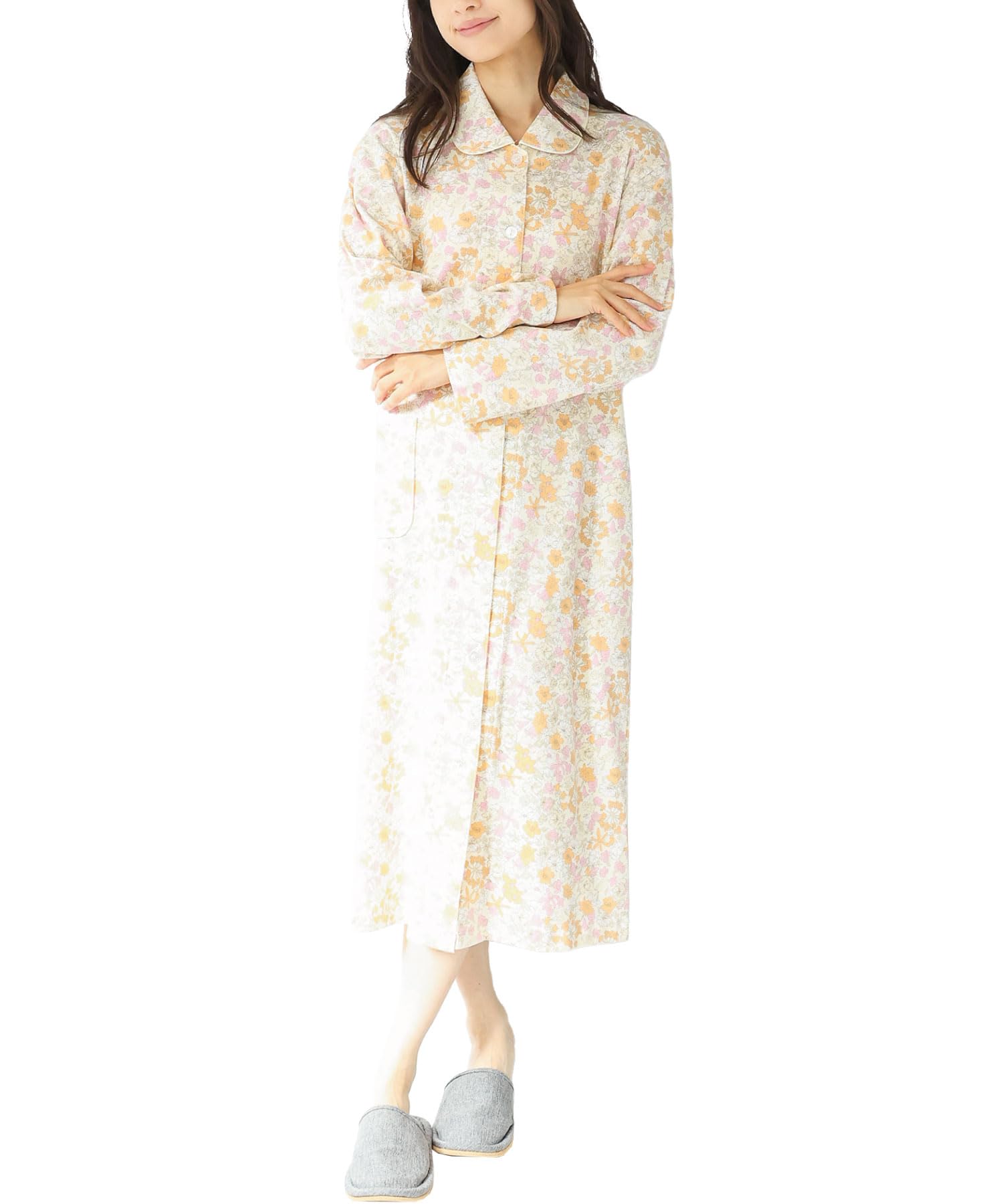 

Nishiki Nightgown Made in Domestically Smooth Long Open Long Loungewear Women s Pajamas, Japan, Sewn, 100% Cotton, Material, Skin-Friendly, Sleeves,