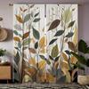 2pcs of HD Small Fresh Leaves Decorative Curtain Yellow Digital Printed Curtain Home Decoration Style Decoration Living Room Bed
