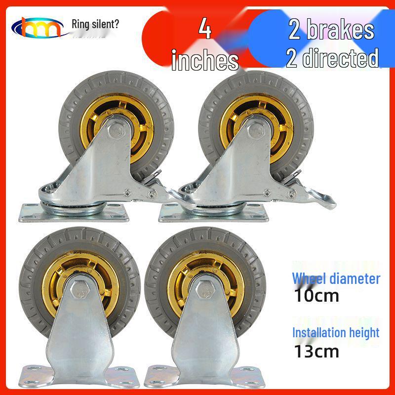 Schwerlast-Gummi-Lenkrollen mit Bremse - Doppelt gelagert, Größen 3/4/5 Zoll