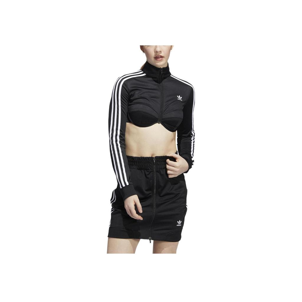 adidas Originals X Jeremy Scott Monogram Crop Track Top Women Black White HL6478