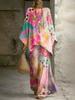 European and American retro bohemian suit exotic print loose top wide-leg pants temperament casual two-piece set