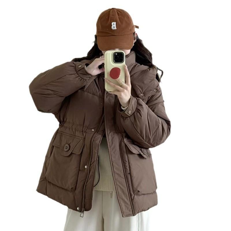 Down jacket women's thickened white duck down jacket winter warm simple style short feather jacket