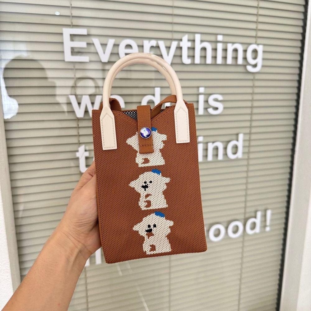 

Мини-сумки для покупок с рисунком из мультфильма для студентов, женская многоразовая сумка через плечо с узлом, студенческая сумка-тоут для телефона