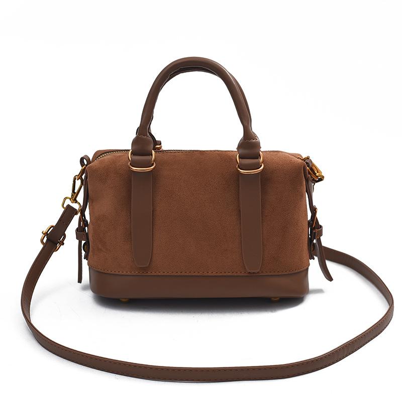 

2025 new autumn and winter retro suede fashion portable bowling bag women s versatile commuter shoulder messenger bag