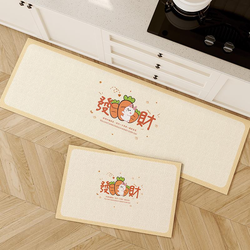Kitchen Floor Mat, Water Absorption, Oil Absorption, Non-Slip, Diatom Mud Quick-Drying, Long Foot Mat, Household Dirt-Resistant Bathroom Carpet