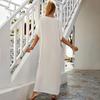 Women's Cotton Embroidered Long Beach Dress & Swimsuit Cover-Up
