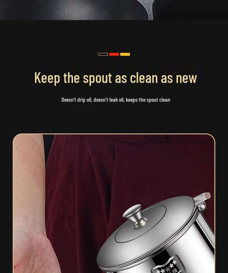 Stainless Steel Leak-Proof Oil Can with Filter, Large Capacity Kitchen Storage Bottle