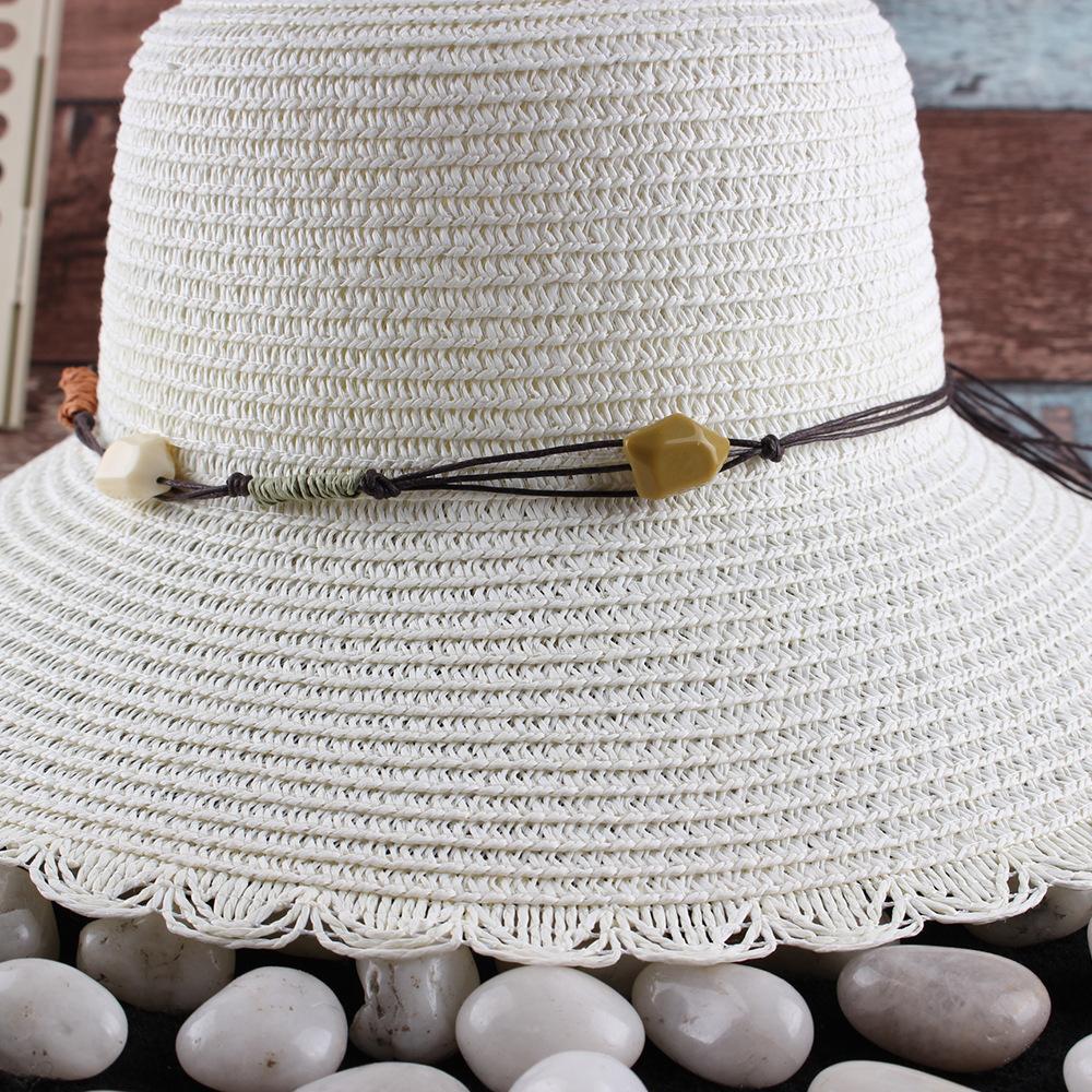 Spring and summer fashion lace edge dome straw hat women wide brim outdoor sun protection shade straw bucket hat