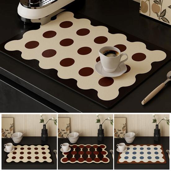 Coffee Machine Mat Absorbent Diatomite Drying Pad Anti-Slip Bottom Quick-Drying Dish Mat Kitchen Countertop Protector