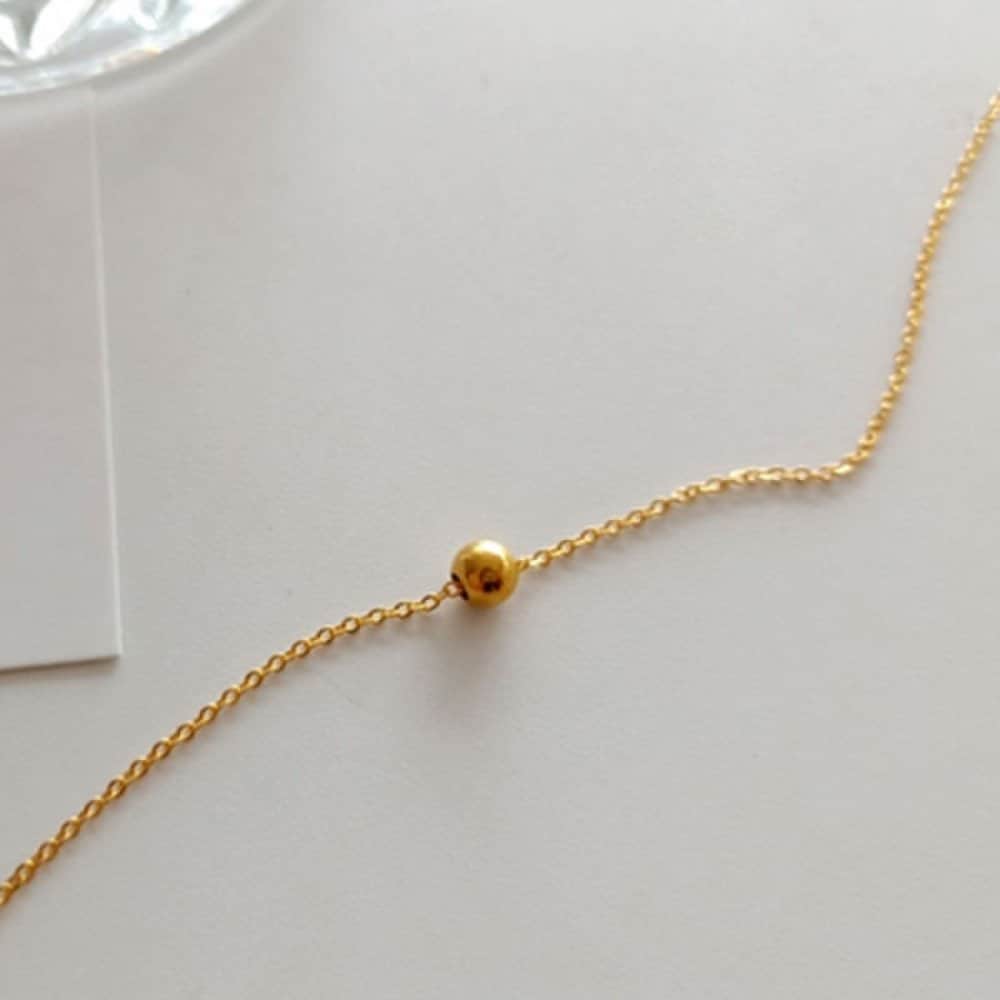 

Zng001 Сміливий Простий Намисто-Кулька Срібло 925 Покриття 14К Розкішне Намисто Gold Daily Symbol Necklace (42cm)