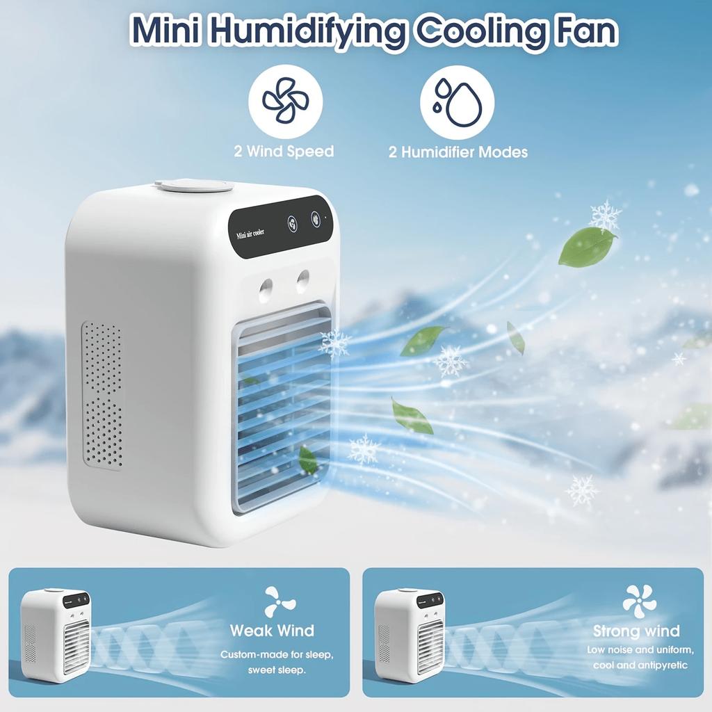 Portable Water Cooled Air Cooler Fan Mini Desk Air Conditioner USB Rechargeable Spray Humidifier Misting Fan With Ice Box