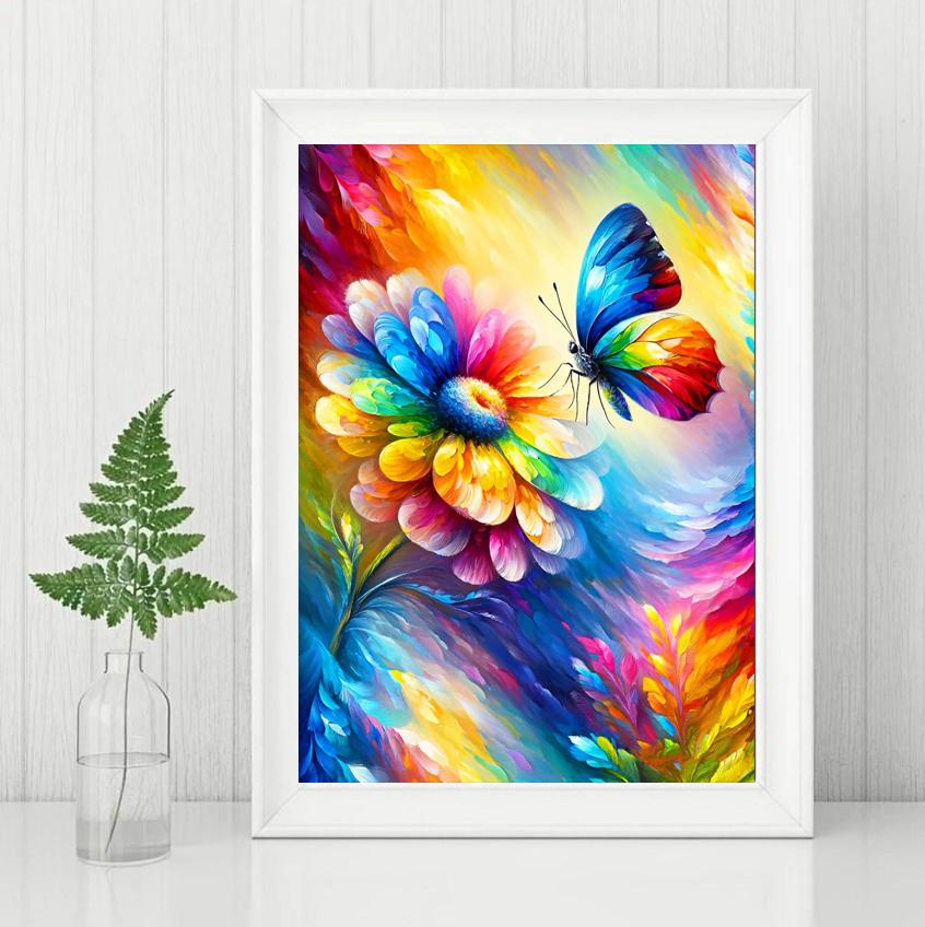 DIY Diamond Set Flower Butterfly Painting Full Circle Diamond Rhinestone Embroidery Picture Cross Stitch Kit Handmade Art Decoration Gift