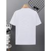 T-shirt da uomo taglia europea Technics a righe con stampa di lettere, top casual girocollo a maniche corte, stile street, tessuto misto traspirante e morbido,
