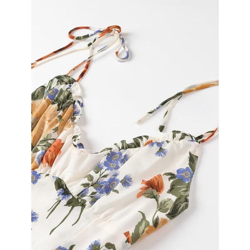 Kaslead New Arrival Women's Clothing Fashion Style Fashion Casual Minimalist Niche Style Print Suspenders Jumpsuit Short Skirt