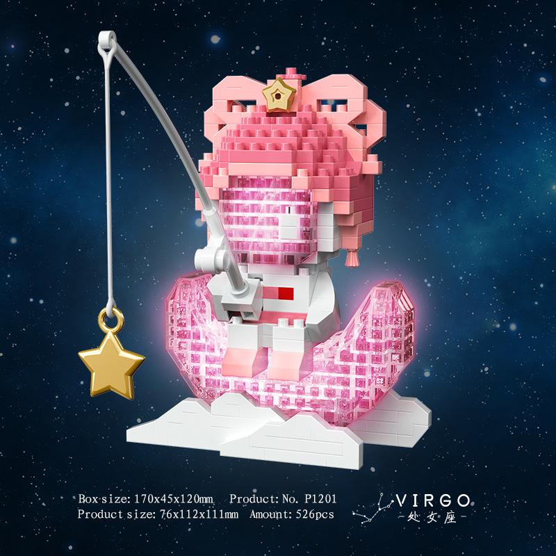 12 Zodiak Mini Byggklossar Set Mikro Byggklossar Konstruktör Kreativ Montering Pedagogisk Gåva för Barn Barnleksak Vuxen Gåvor