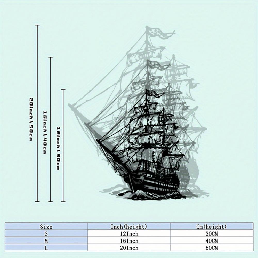 Pirate Ship Metal Wall Sculpture, Iron Art Mural for Beach House Decor, Nautical Farmhouse Ornament, Weatherproof Ocean Theme Gift