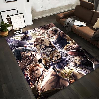 Anime Style Rug with Detailed Battle Characters Illustration Design Suitable for Use As an Anti-slip for Living Room Bedroom Sofas