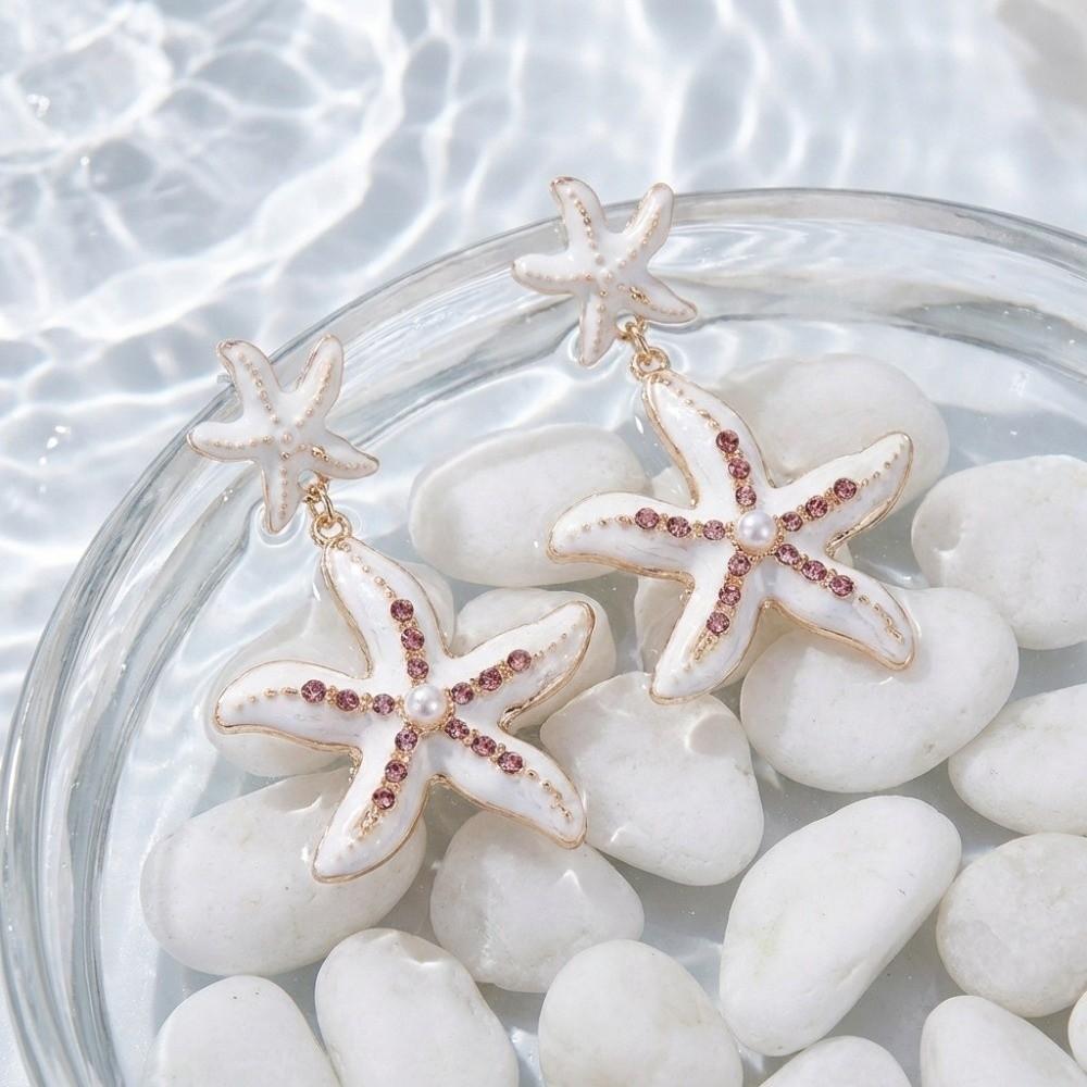 Pearl Rhinestone Dangle Earrings Bohemian Shell Drop Earrings Starfish Stud Earrings  Vacation