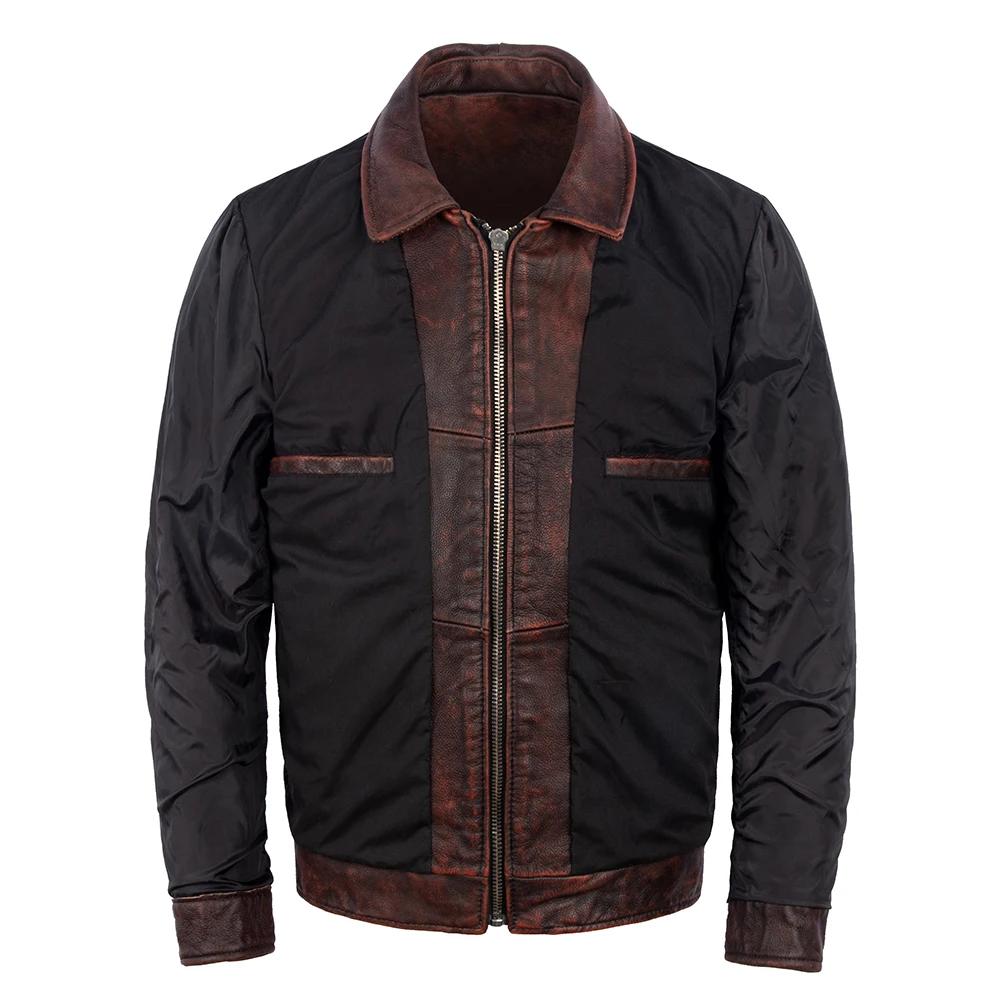 M65 Hunting Vintage Red Brown Genuine Leather Jacket Men Soft Real Cowhide Black Winter Coat Biker Jacket