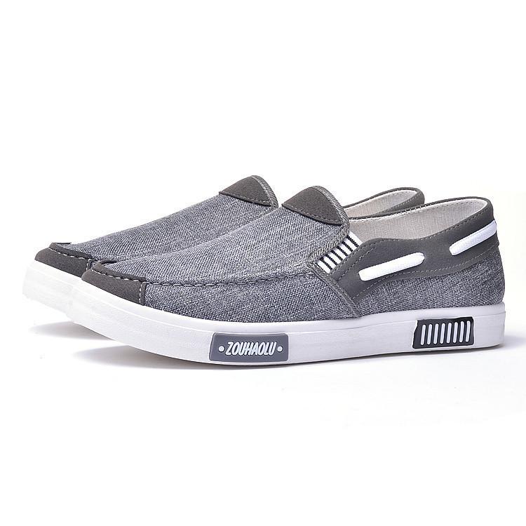 Herremote Pustende fritidssko Komfortable flate lerretssko Myke Slip-on Loafers