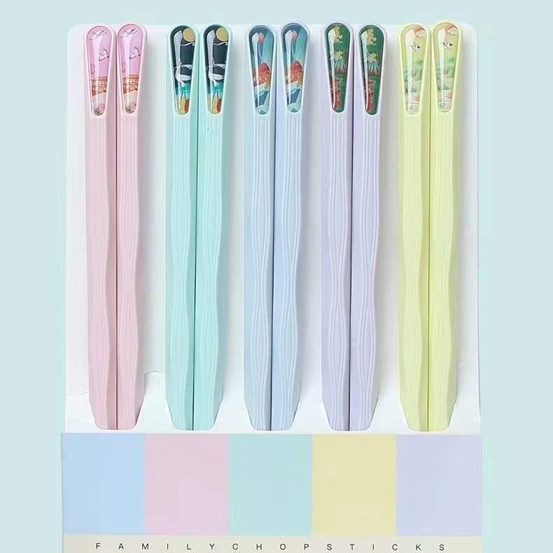 Alloy Household Chopsticks – National Tide Style, Macaron Color, Japanese Fingernail Design, Double Pack for One Person Use.