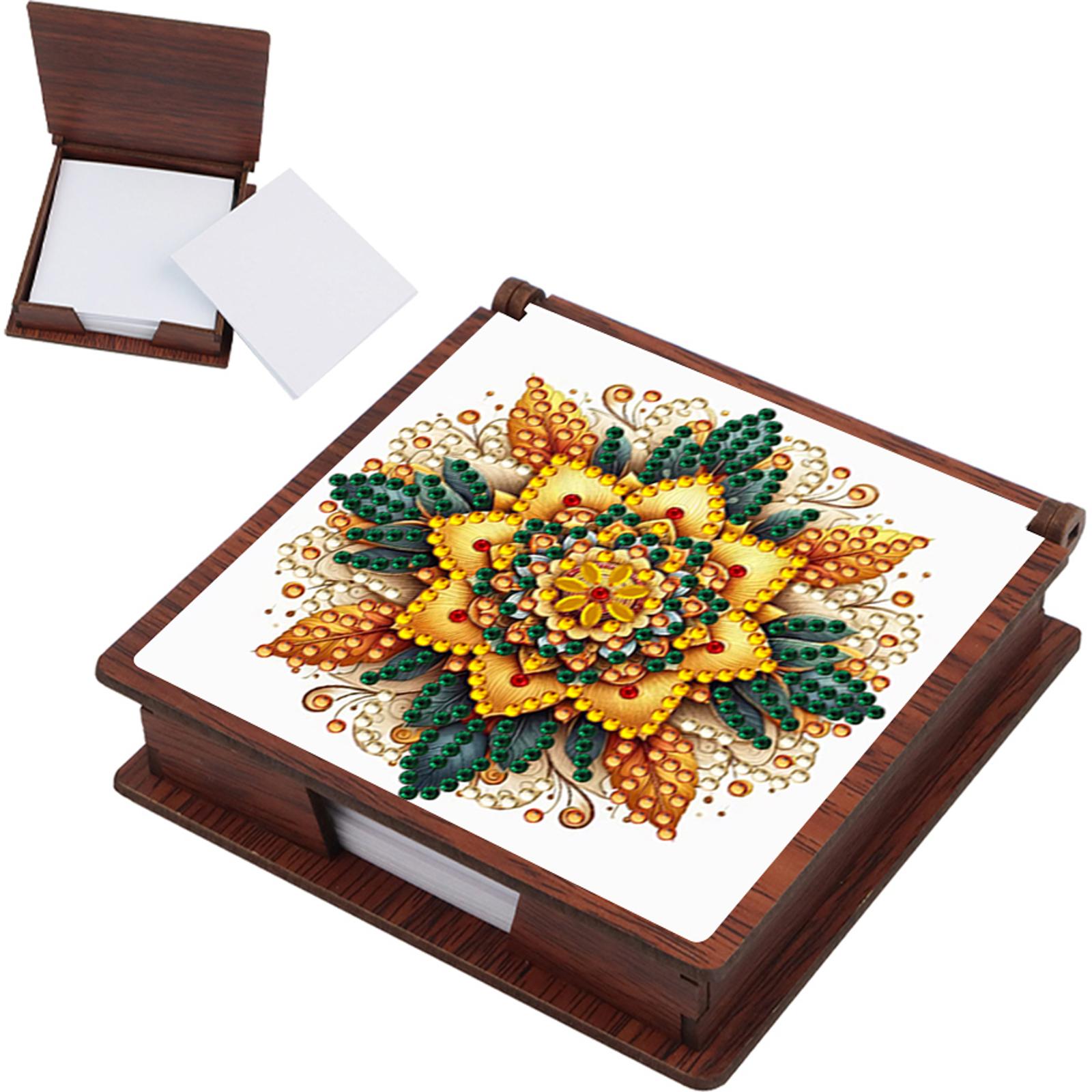 

Wooden 5D Diamond Painting Kit Note Box Diamond Art Notepad Box for Home Office Supplies Holiday Gifts