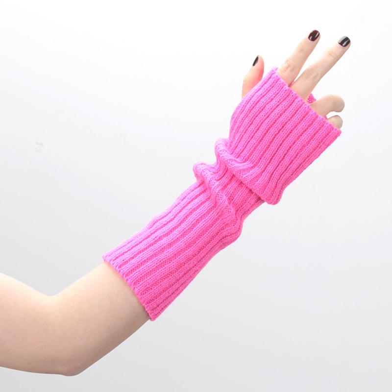 

Female Y2K Fashion Arm Warmers Soft Knitted Gloves Women Girl Half Finger Mittens Solid Color Winter Arm Sleeves one size