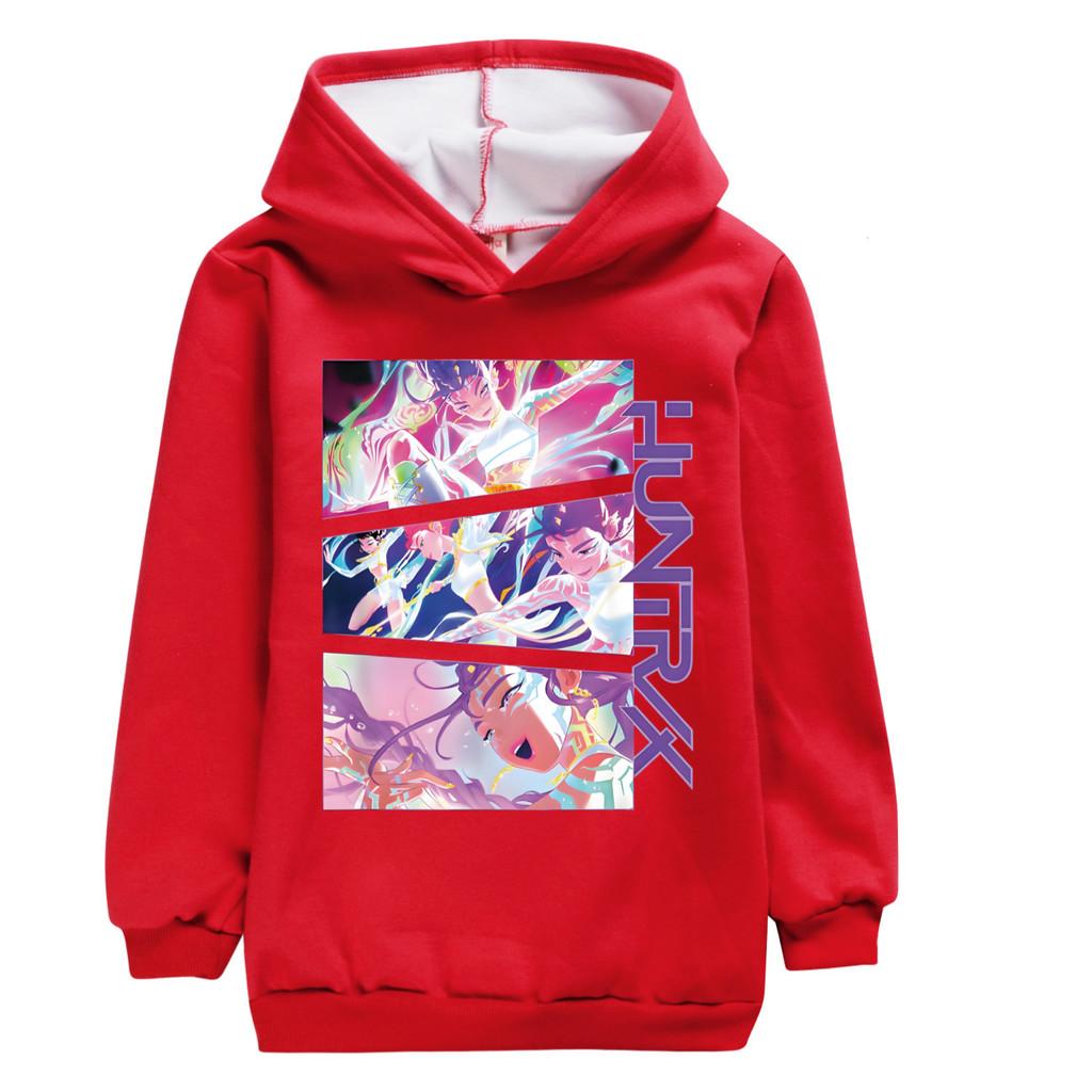 5012 Kids Girls Kpop Rumi Zoey Mira Rumi Print Long Sleeves Velvet Warm Hoodie Top