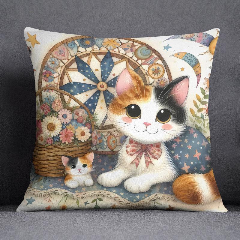 Tecknad katt Ke demontering och tvättning kontorsörngott, soffkudde, vardagsrum sovrum fyrkantigt örngott