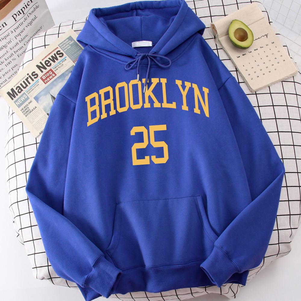 

Women Long Sleeve Hoodie Brooklyn 25 City Yellow Letter Male Quality Graphics Simplicity Comfortable Clothes Fashion Oversized Tracksuit