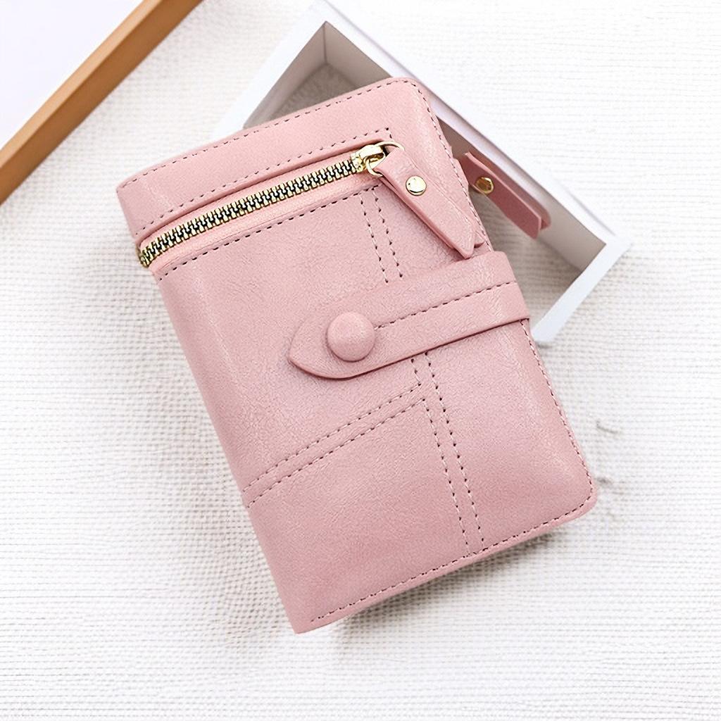 Women's Classic Vintage Style Short Wallet, Leather Card Holder, Coin Purse, Clutch Bag