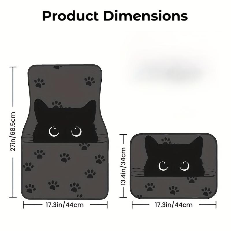 Autofußmatten, Niedliche Schwarze Katze Autofußmatten, Charmante Mit Katze Bedruckte Anti-Rutsch-Matten mit Großen Augen, Auto-Innenraum-Dekorationszubehör