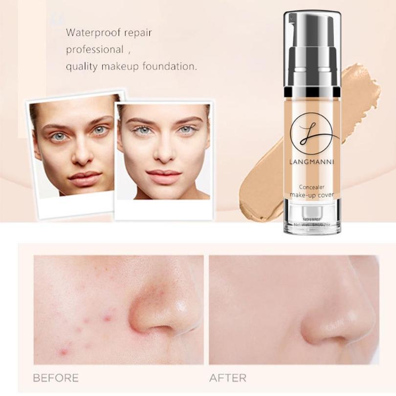 Langmanni Liquid Foundation Concealer Brightening Skin Color Waterproof No Melting Makeup BB Cream