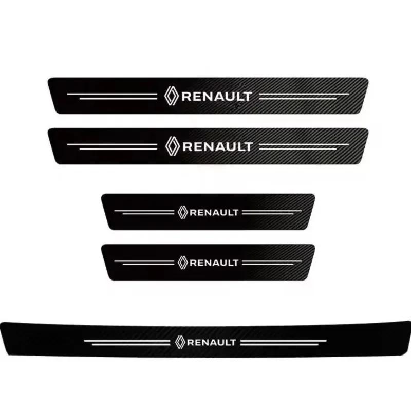 

2026 Hot For Renault Hub Caps For Renault Megane 2 3 4 Twingo Clio Talisman Captur Sandero 5Pcs Leather Car Door Decals Carbon F