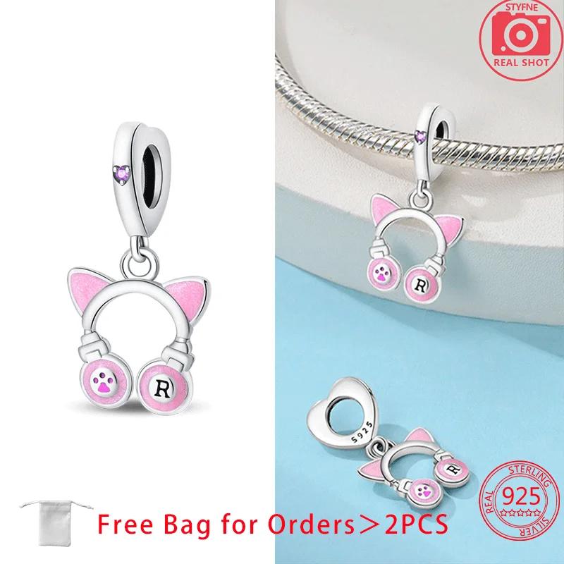 Music Series Guitar Earphone Note Tape Zircon Original Copper Charms Beads Pendant Fit Bracelet Women Diy Jewelry Gifts