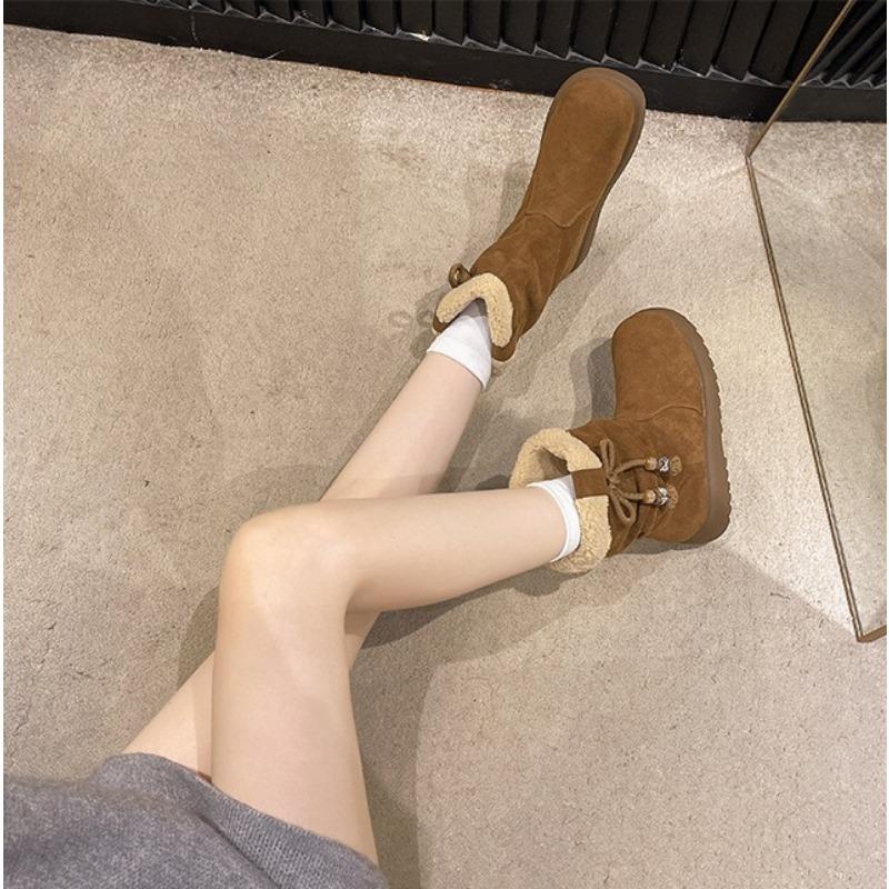 Snow Boots Women 2025 New Winter Fleece and Thickened Warm Cotton Shoes,Thick-soled Anti-slip Mid-calf Casual Versatile Boots