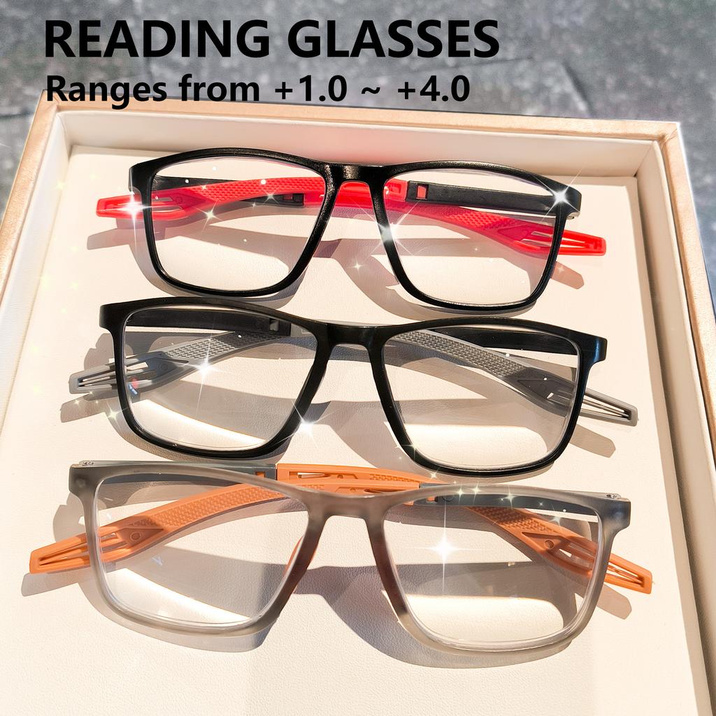 Sport Style Reading Glasses For Men & Women Lightweight Flexible Anti-Slip Frame Computer Glasses(100To +400)