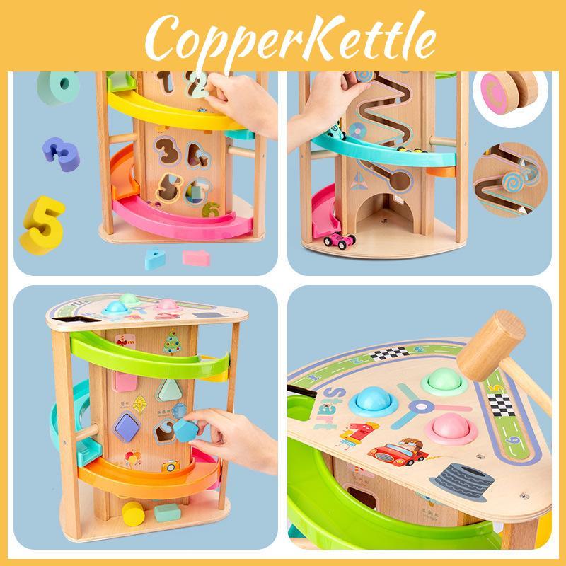 Wooden Toy Toddler Creative Play With Rotating Slide Car For Growth Cognitive