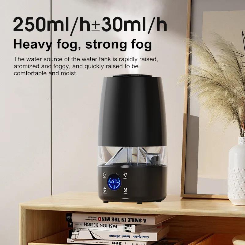 4L Black Humidifier for Bedroom, Ultra Quiet, Auto Shut-Off, Night Light, Easy to Clean - Perfect for Home, Office, Baby Nursery