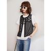Women's 3D Floral Chiffon Vest with Frog Buttons