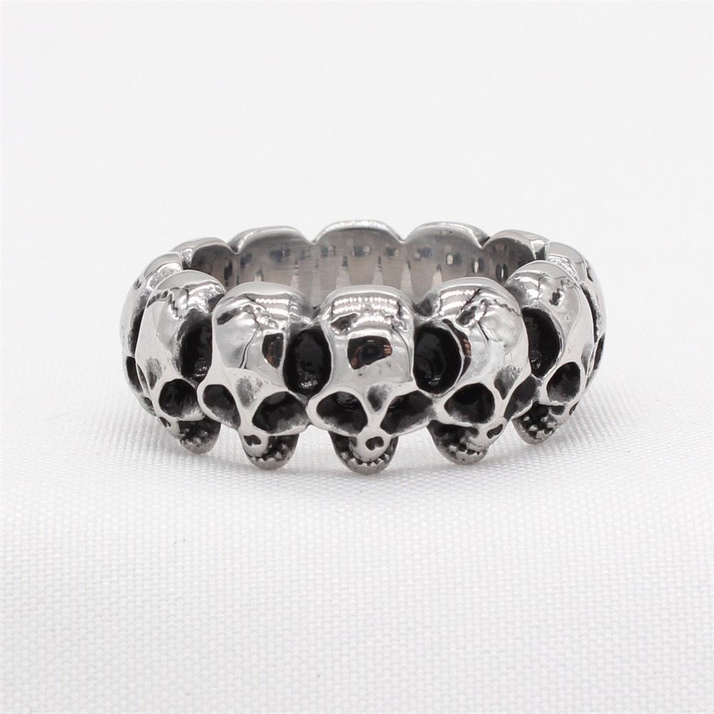 Skull Circle Ring 316L Stainless Steel Jewelry Unisex Skeleton Punk Ring size 7-13