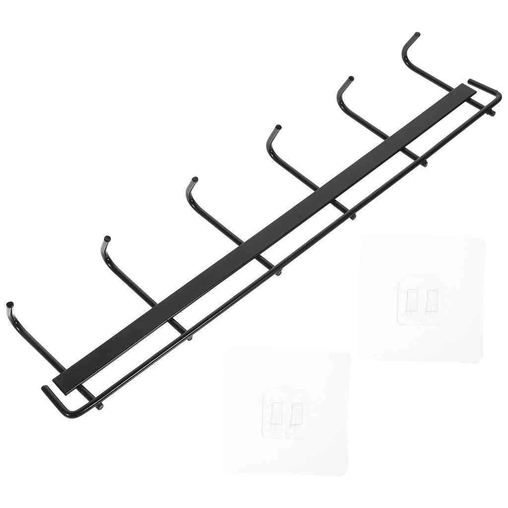 6-Hook Wall Rack Traceless Adhesive Kitchen Utensil Hanger Multipurpose Storage Organizer for Kitchen Bathroom Bedroom