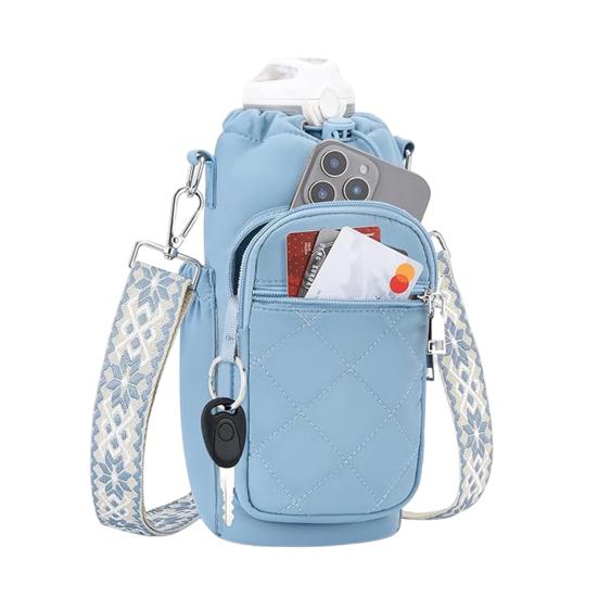 

Sports Water Bottle Bag Thermal Insulated Kettle Holder Lightweight Crossbody Water Bottle Carrier for Hiking Travel Gym синий