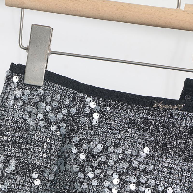Heavy Industry Silver Sequined Skirt Female Small 2025 Sparkling Streamer A-line Bag Hip Skirt Zipper Uchimura Female Skirt