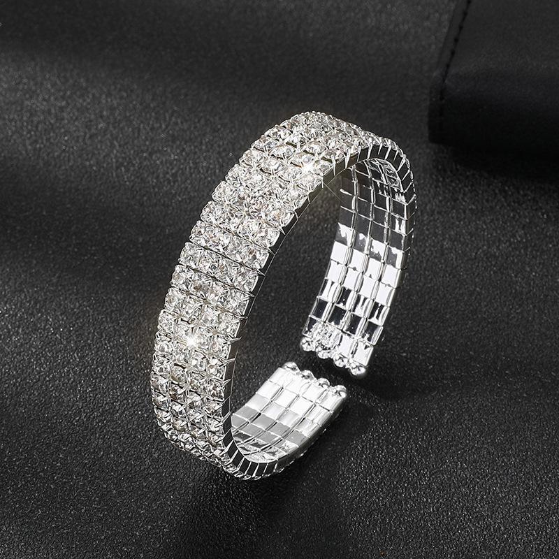 Bridal bracelet gold and silver full diamond bracelet exaggerated crystal rhinestone bracelet elastic bracelet women